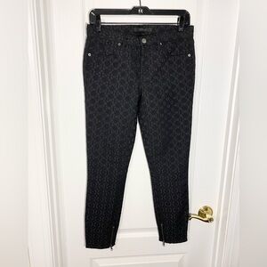 Genetic Denim Textured Patterned Satin Zip Hem 5 Pocket Skinny Pants Black Sz 27